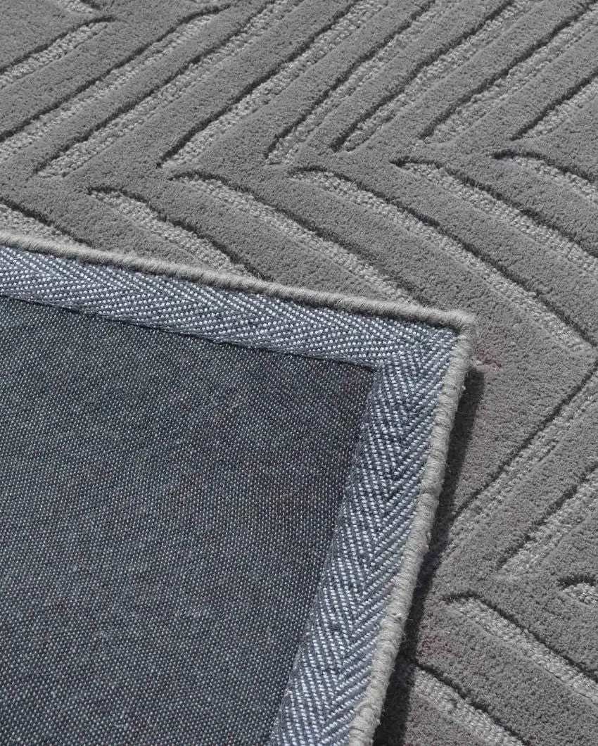 Abstract Grey Hand Tufted Wool Carpet