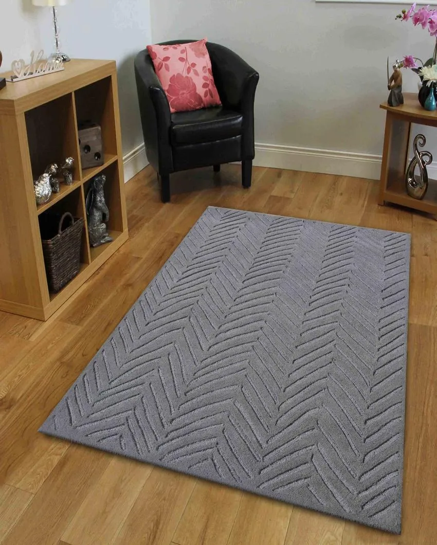 Abstract Grey Hand Tufted Wool Carpet