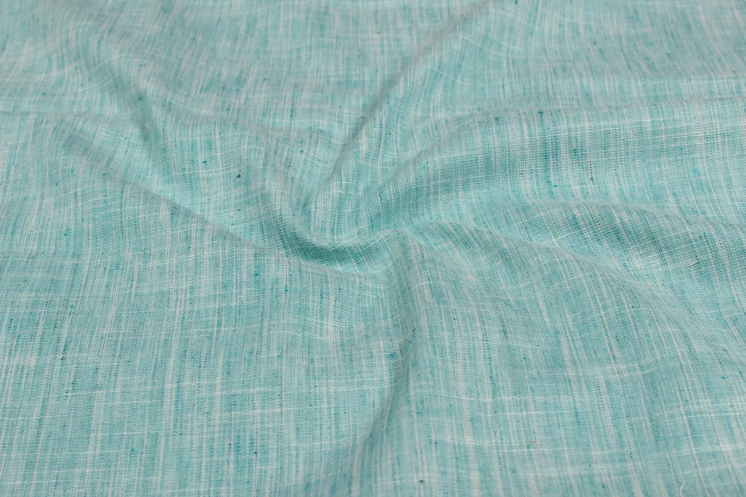 Aqua Blue Cotton Plain Polyester Blend Fabric