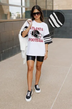 ATLANTA FALCONS STARTING LINEUP VINTAGE LOOK SHORT SLEEVE SPORTS STRIPE RAGLAN TEE