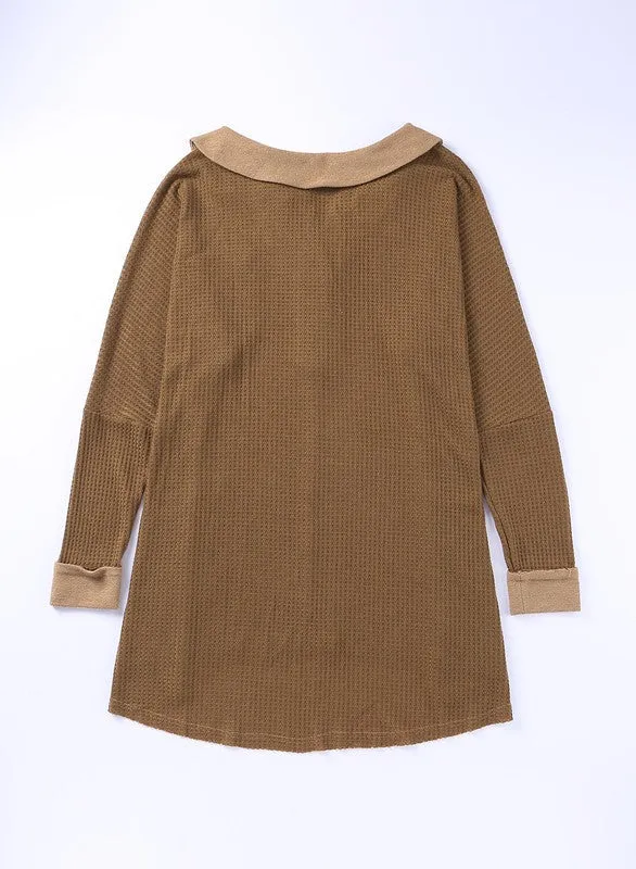 Brenda Brown Shift Collard Oversized Top