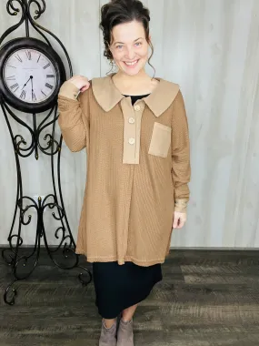 Brenda Brown Shift Collard Oversized Top