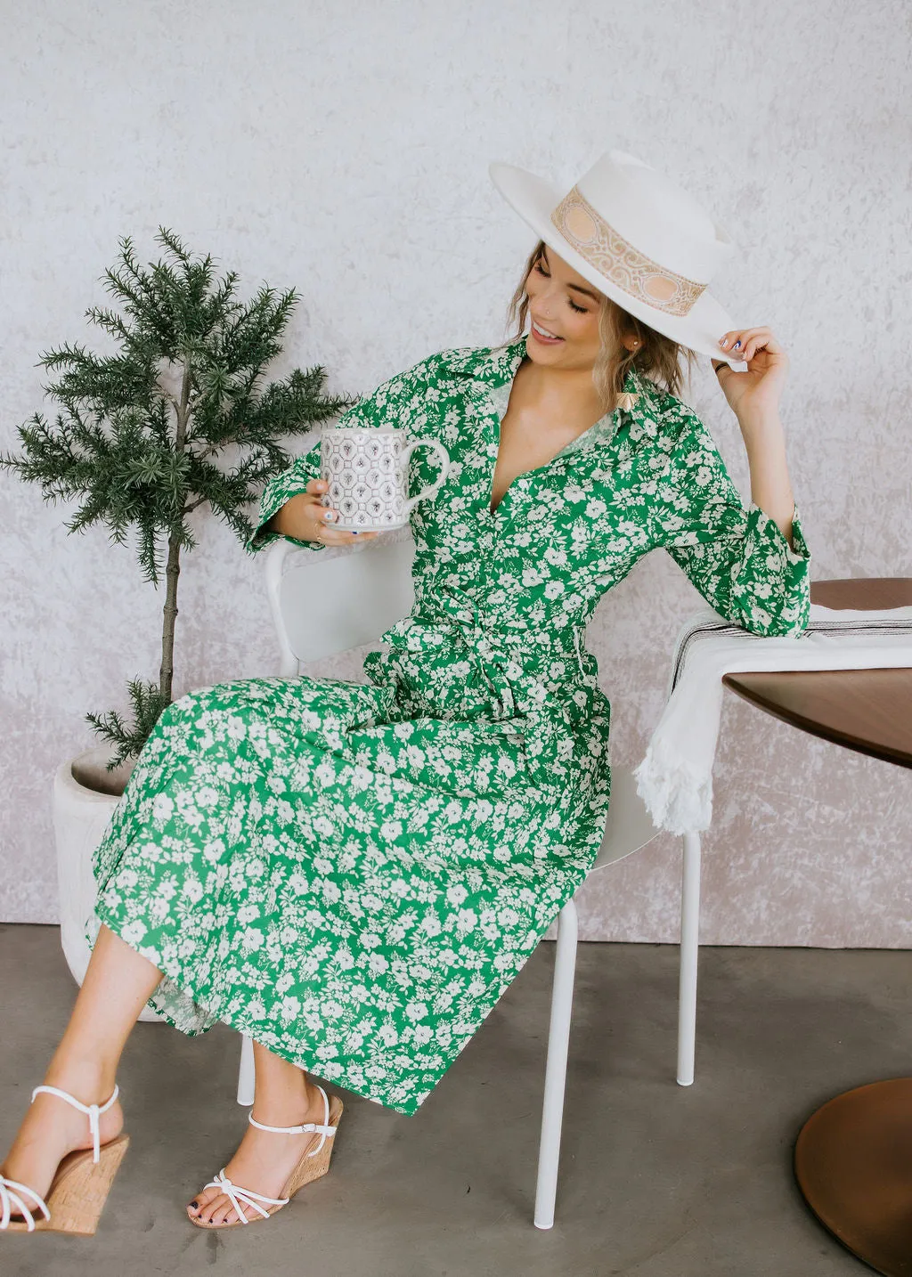 Bright Side Button Down Midi Dress