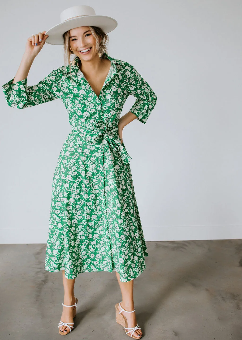 Bright Side Button Down Midi Dress