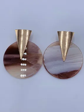 BROWN 80'S ROUND EARRINGS