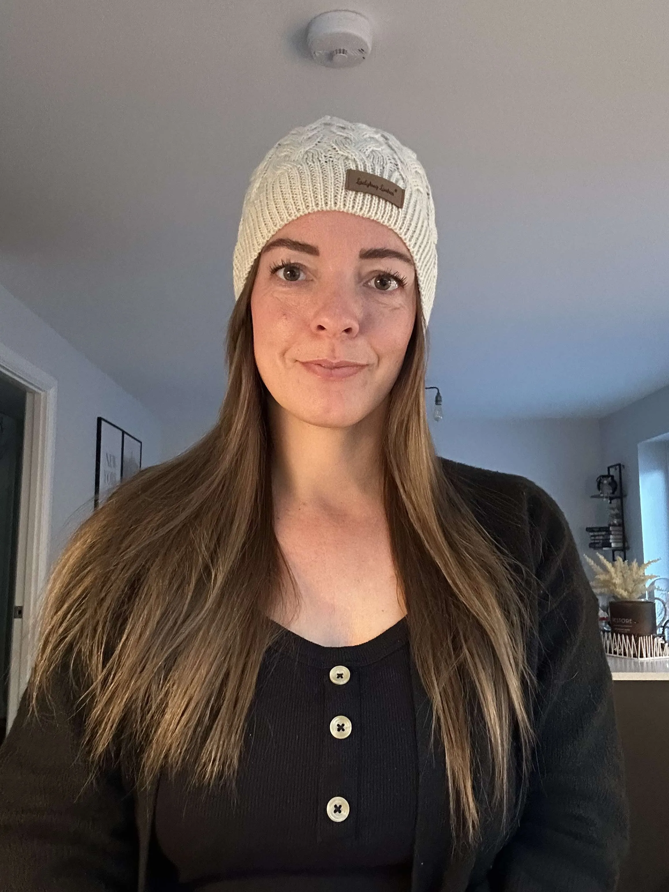 Cable knitted Ladybug Lashes Beanie