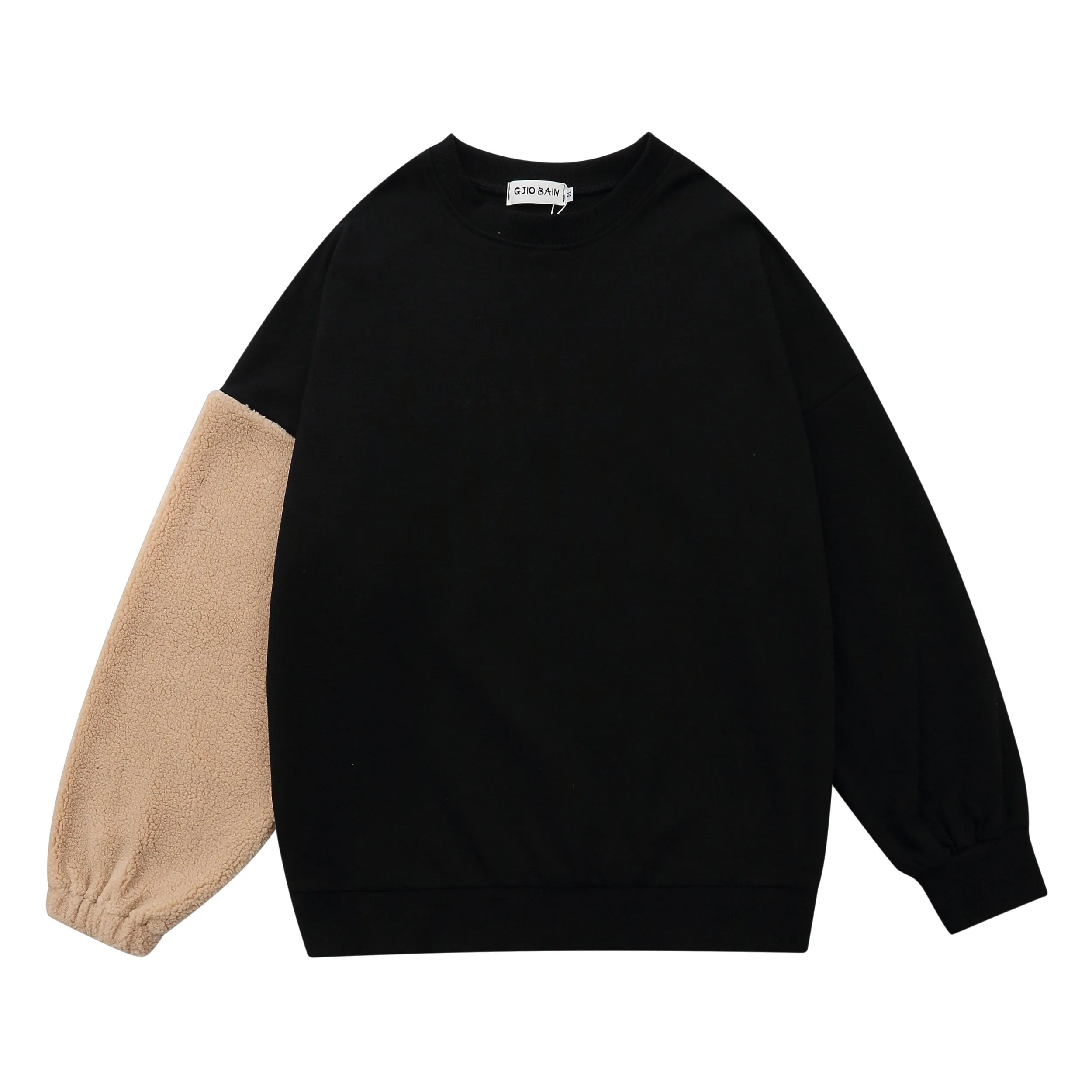 Casual Brown Bear Backside Crewneck Pullover Streetwear Fashion Black Sweatshirt for Men