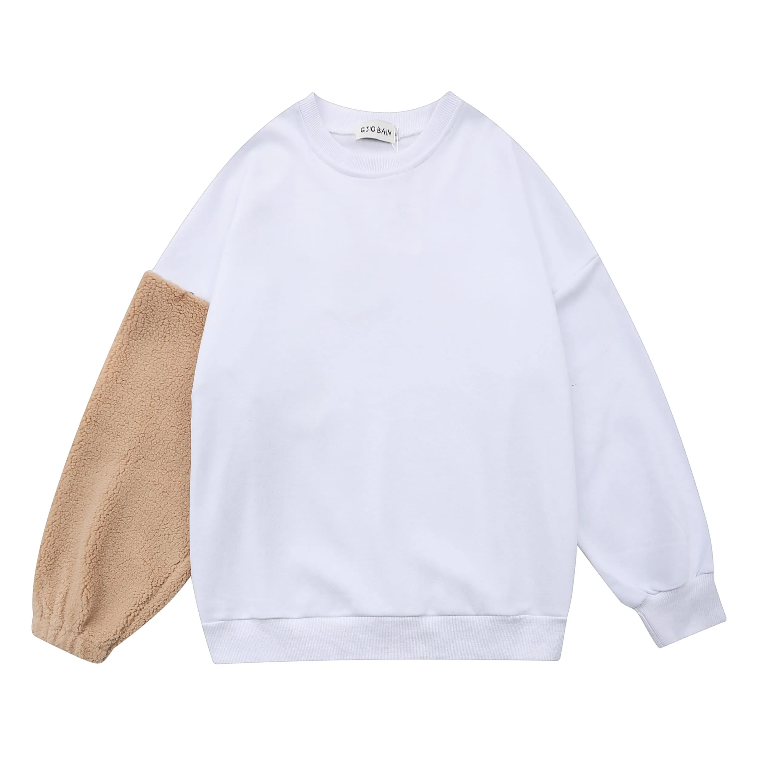 Casual Brown Bear Backside Crewneck Pullover Streetwear Fashion Black Sweatshirt for Men