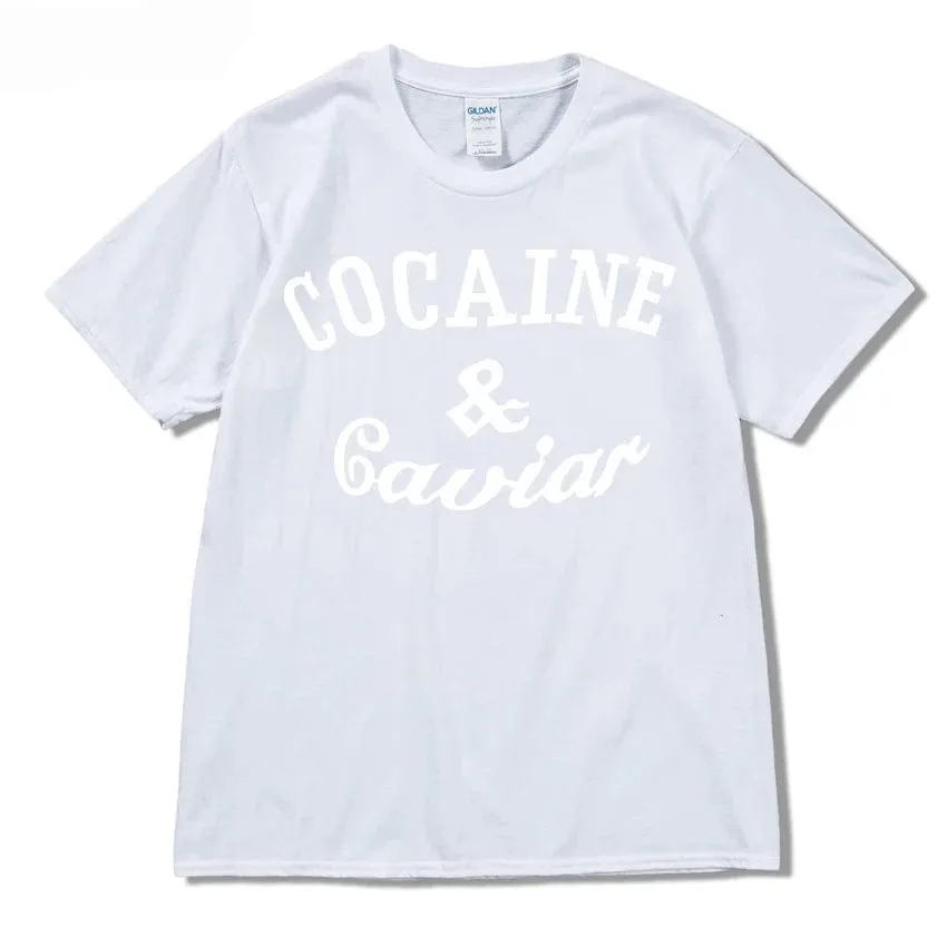 Caviar Lifestyle T-Shirt Streetwear Solid Colour O-Neck Short Sleeved