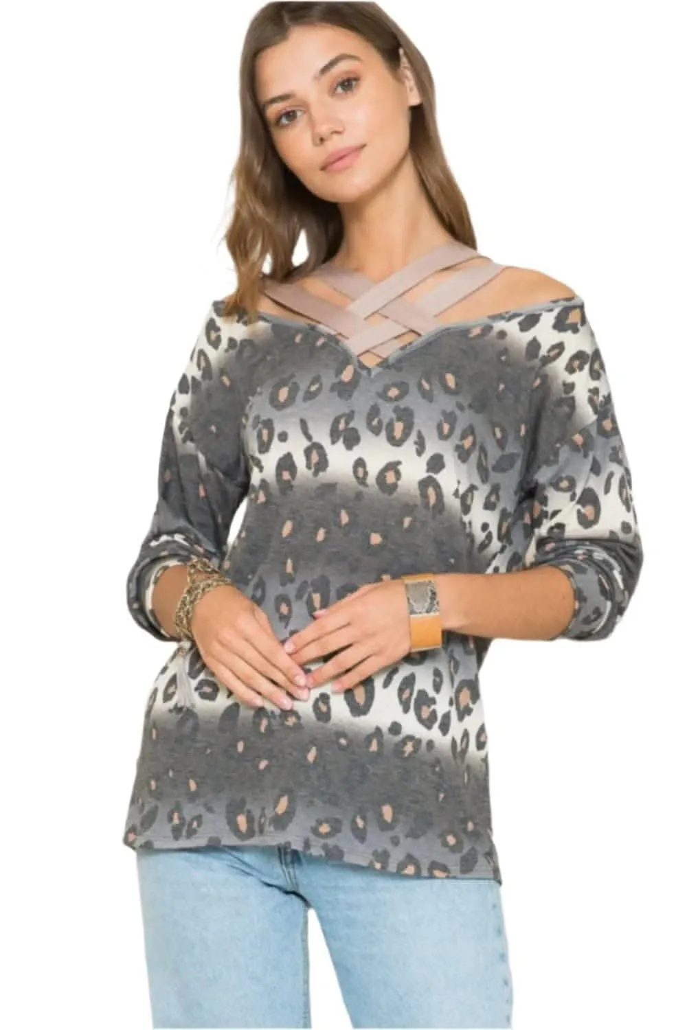 Celeste plus size leopard tee