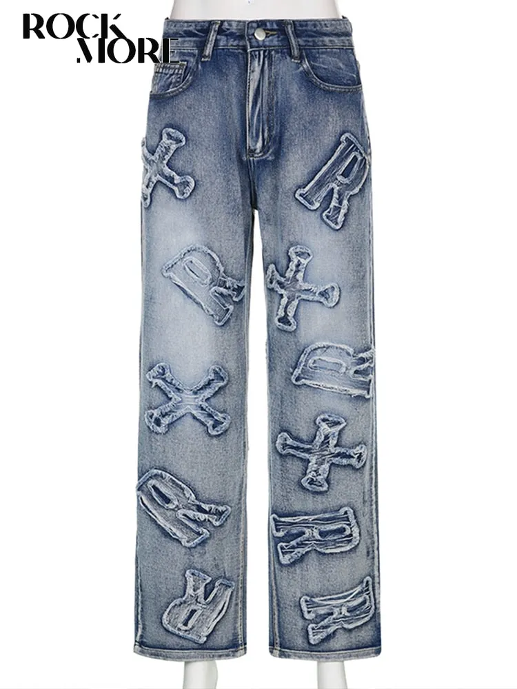 Chemise

Jean Y2K verwaschenes Oversize-Buchstabenpatchwork-Hemd
