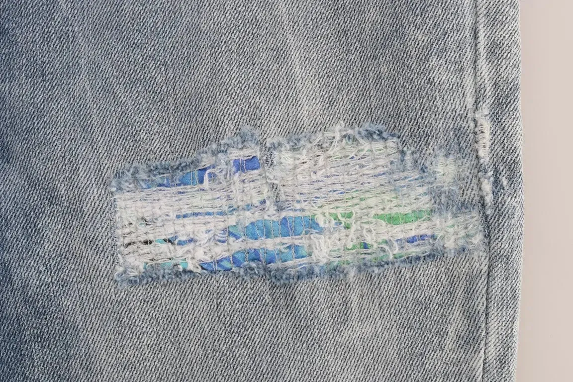 Chic Light Blue Torn Slim Fit Jeans