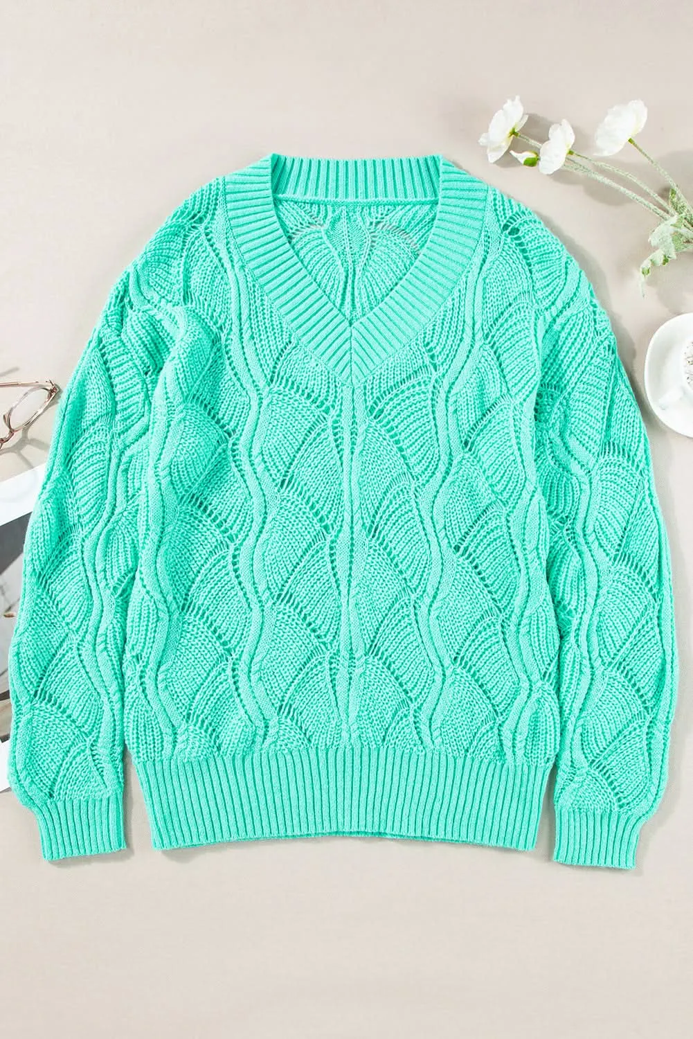 Chic mint green knit sweater
