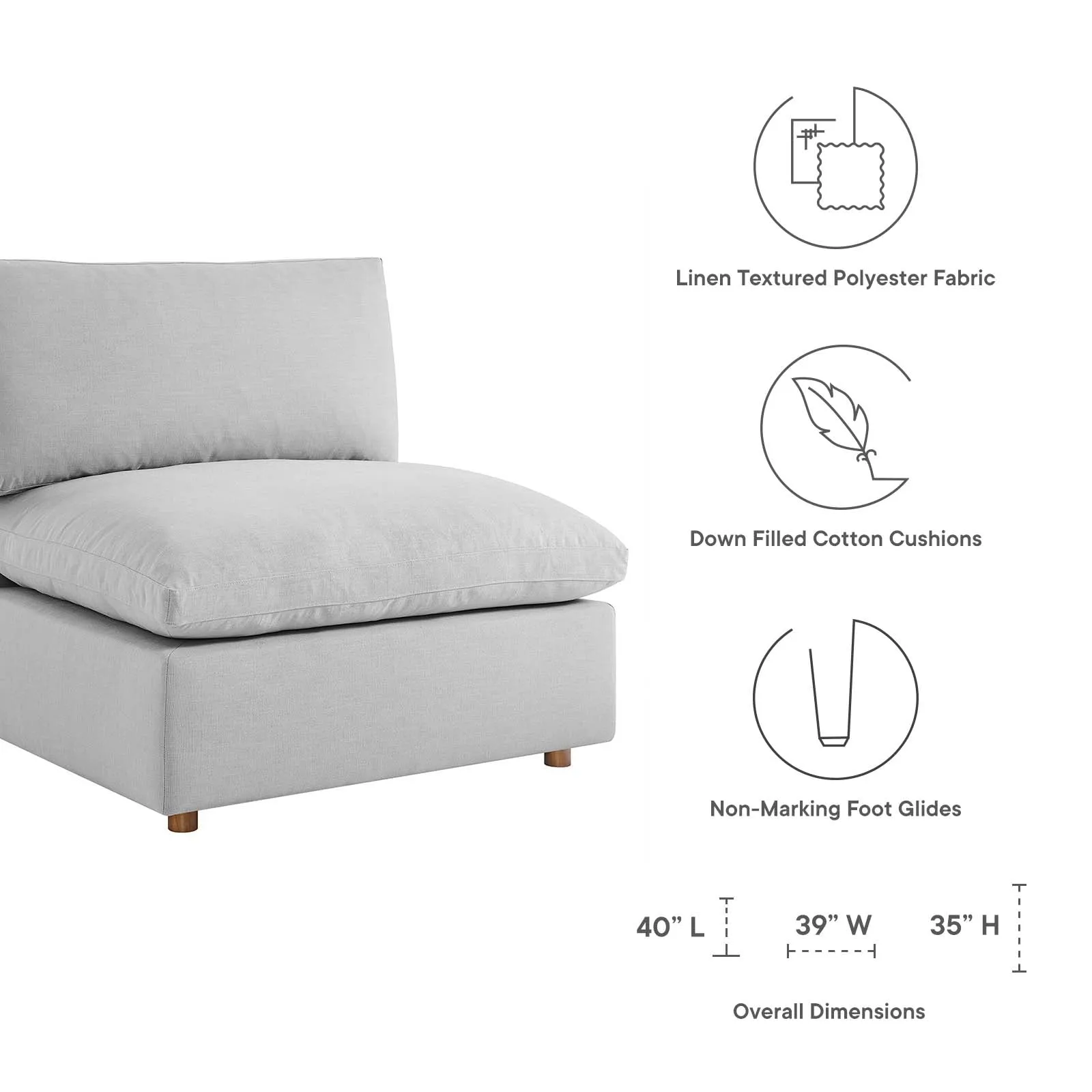 Commix Down Filled Overstuffed 3 Piece Sectional Sofa Set by Modway