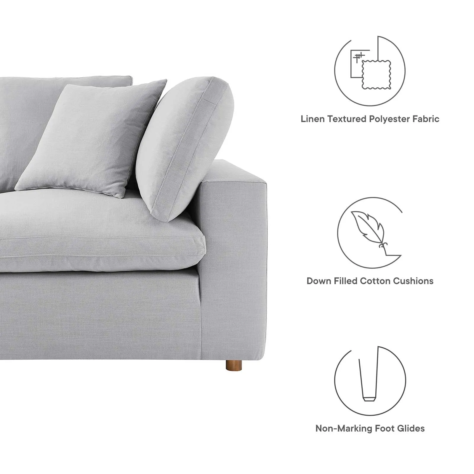 Commix Down Filled Overstuffed 3 Piece Sectional Sofa Set by Modway