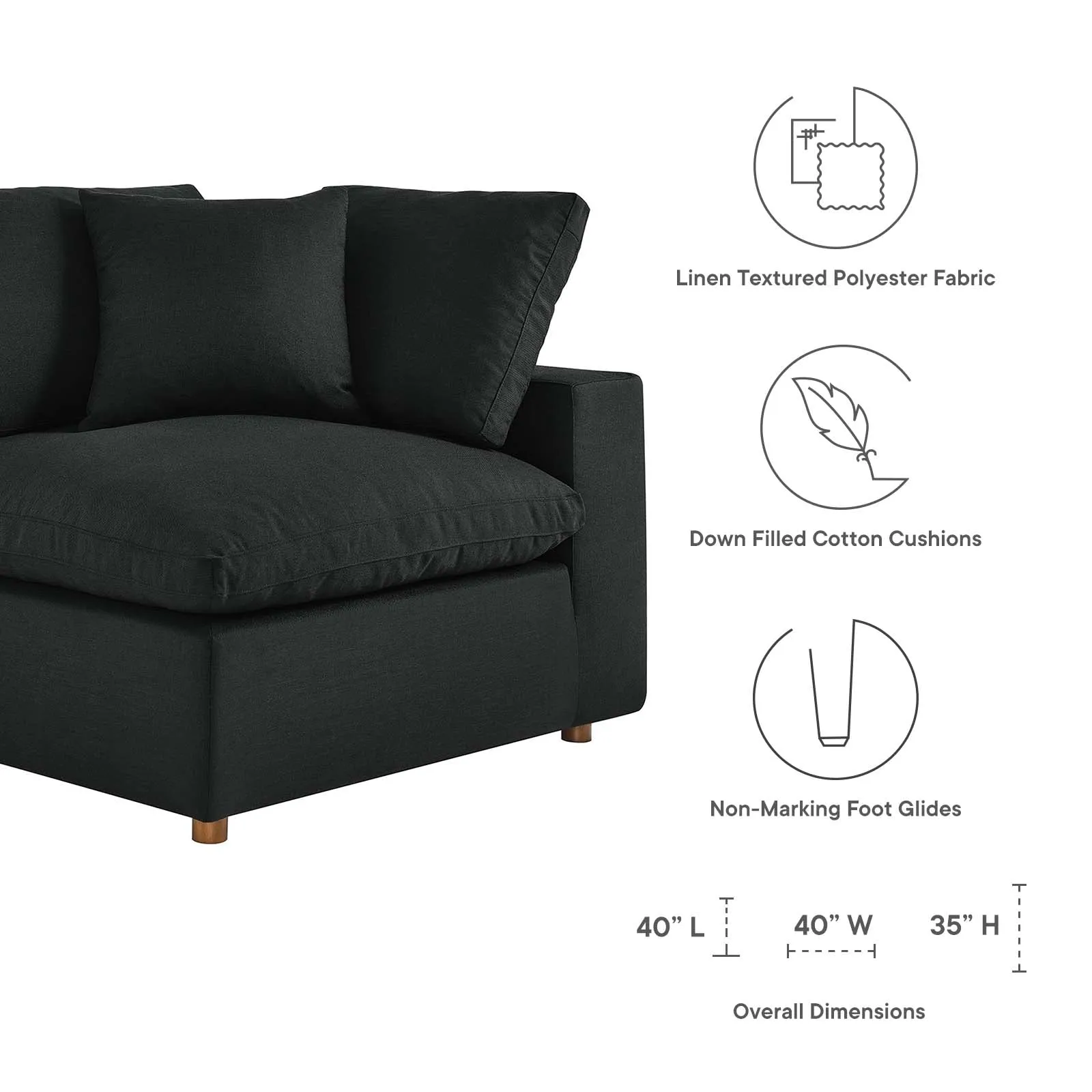Commix Down Filled Overstuffed 3 Piece Sectional Sofa Set by Modway