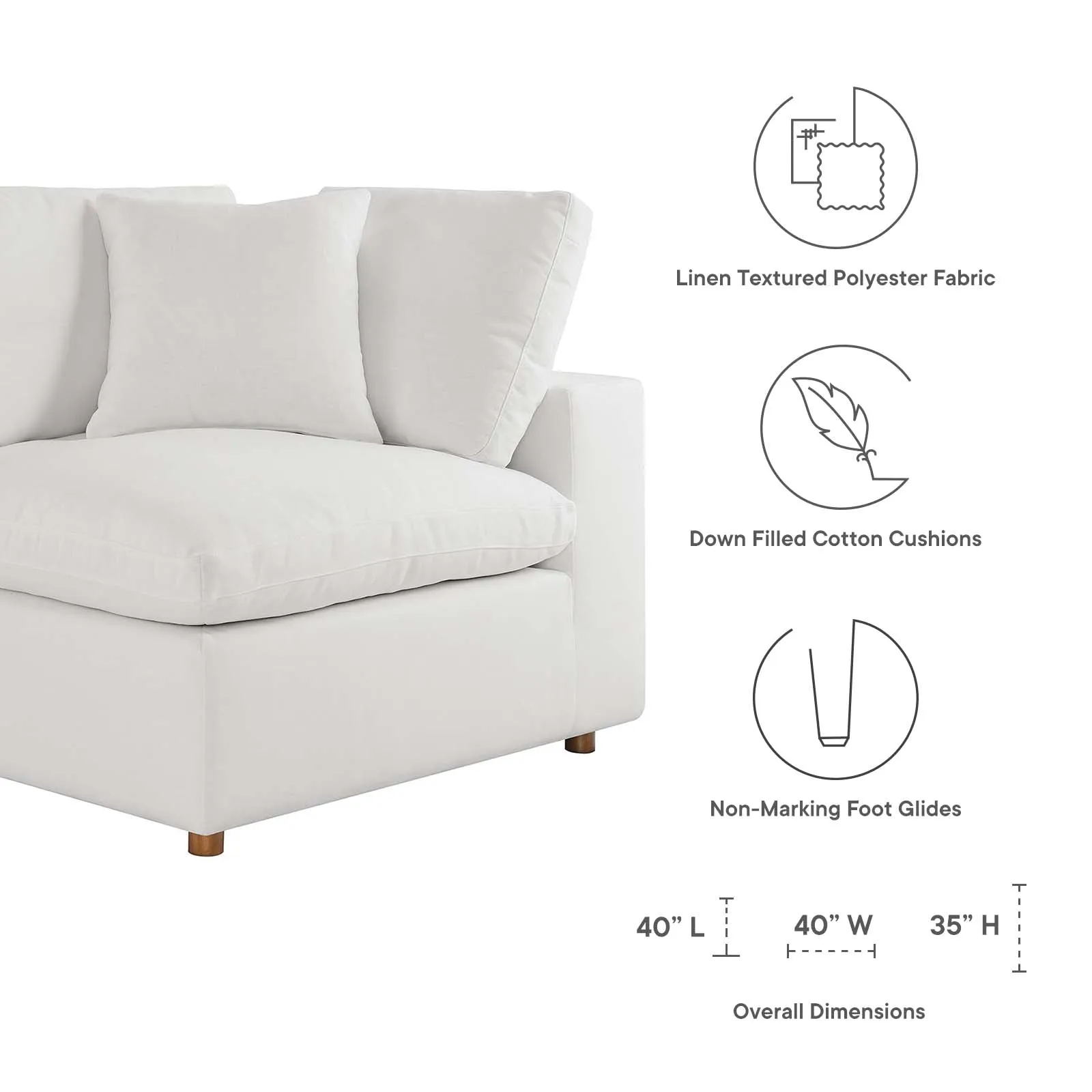 Commix Down Filled Overstuffed 3 Piece Sectional Sofa Set by Modway