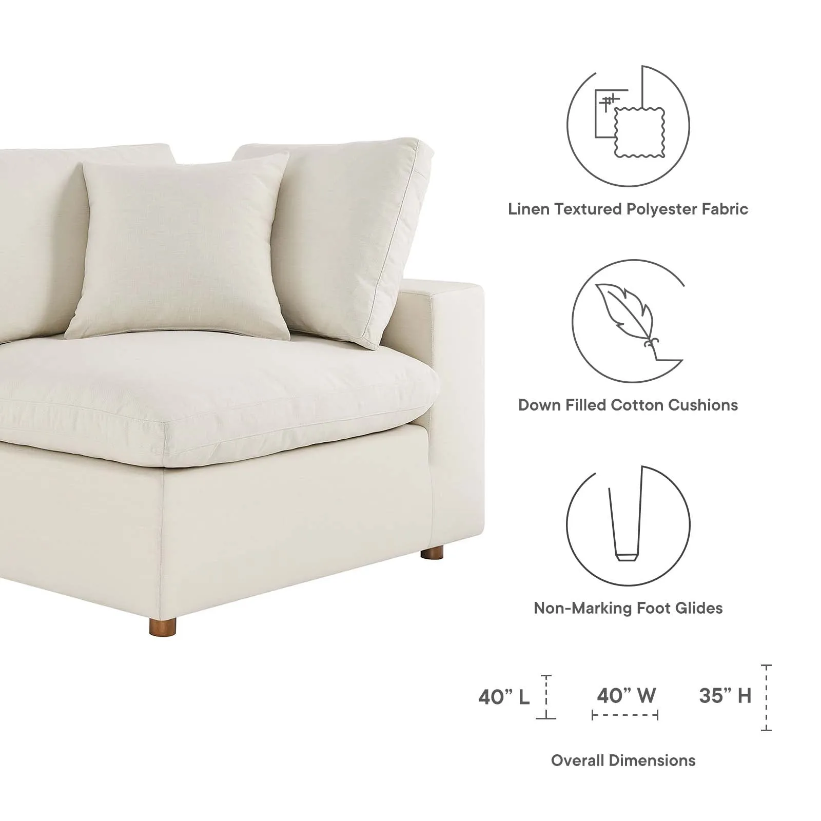 Commix Down Filled Overstuffed 3 Piece Sectional Sofa Set by Modway