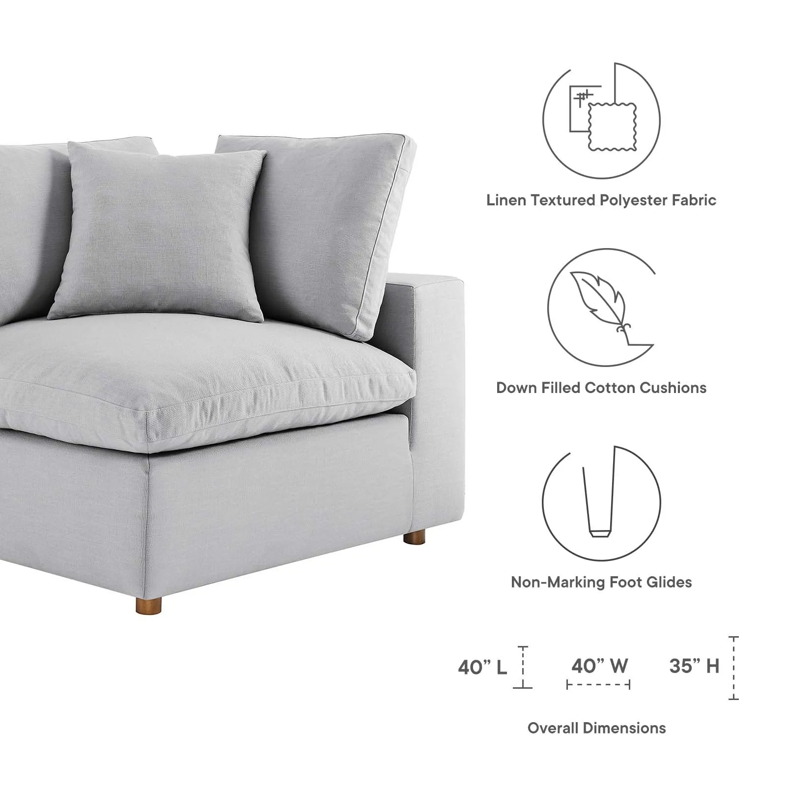 Commix Down Filled Overstuffed 3 Piece Sectional Sofa Set by Modway