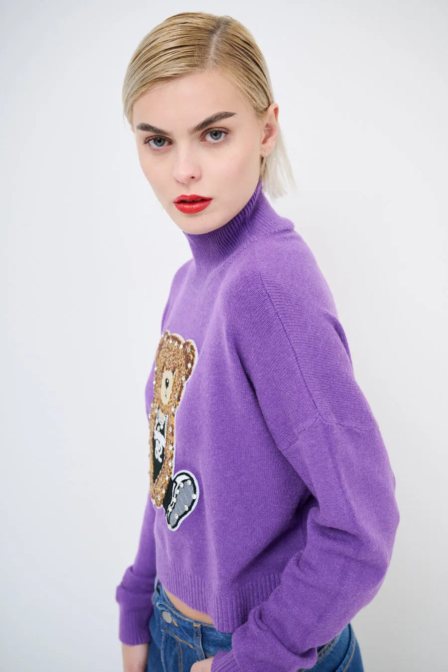 Cropped teddy bear sweater wholesale