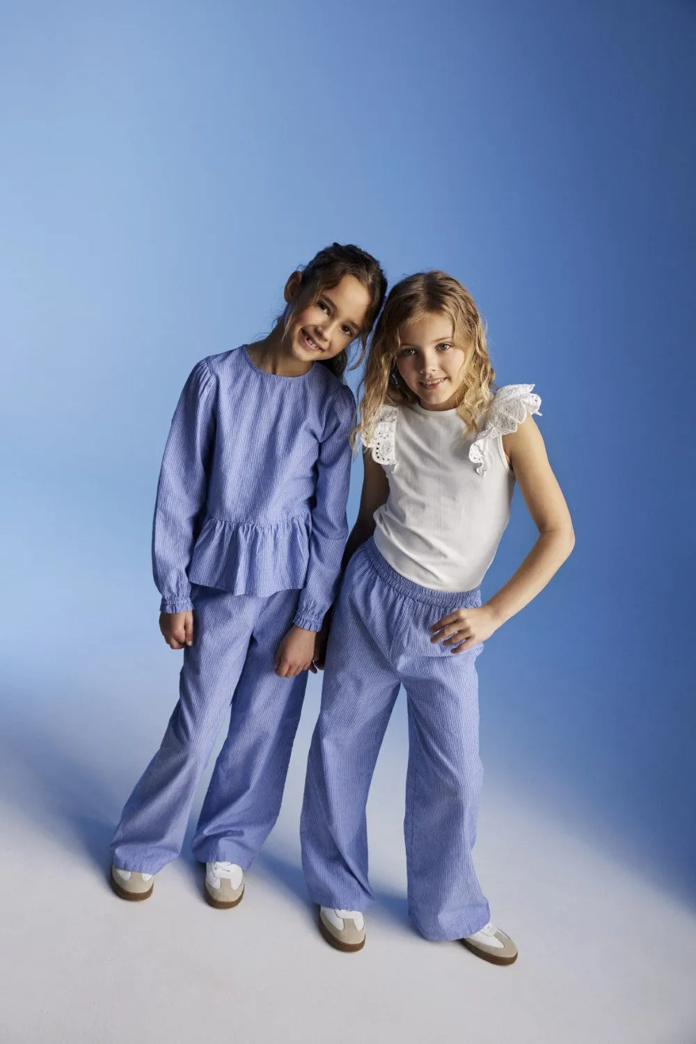 Dazzling Blue Striped Woven Pants