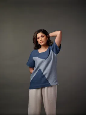 Double Shade Patch Linen Top