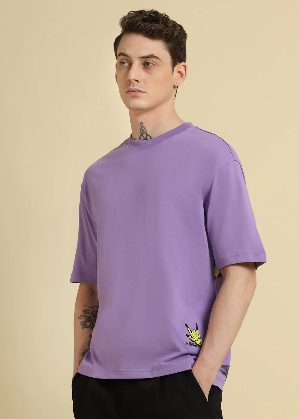 Embossed Purple Oversized T-shirt
