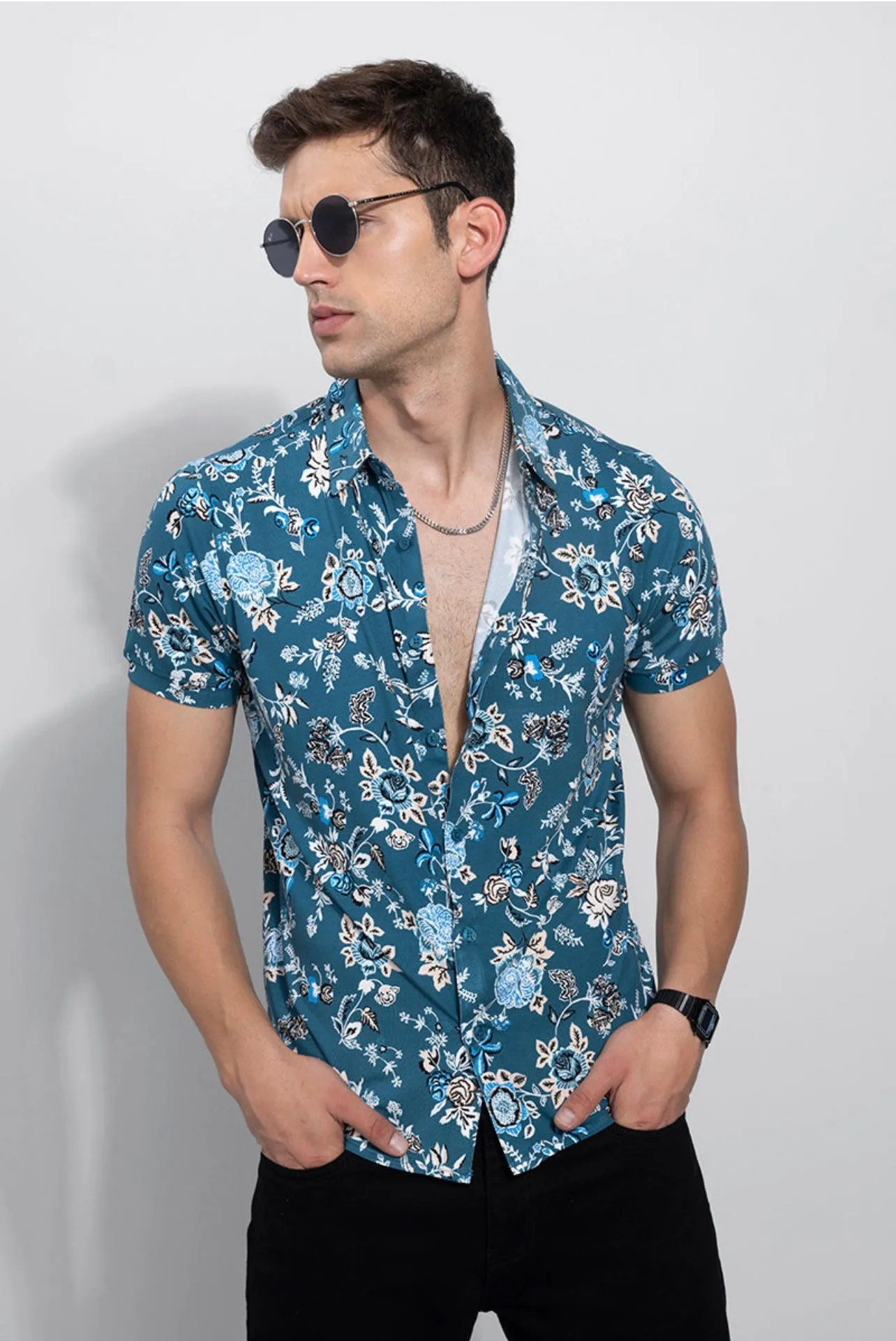 Floral Blue Casual Shirt