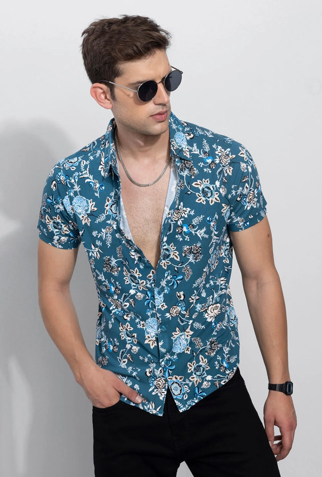 Floral Blue Casual Shirt