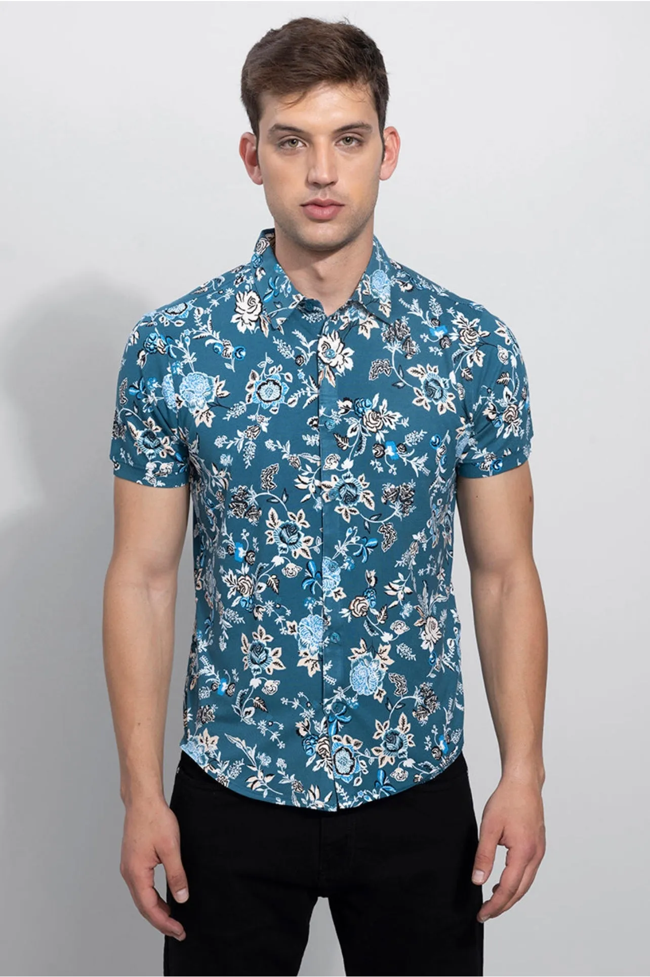 Floral Blue Casual Shirt