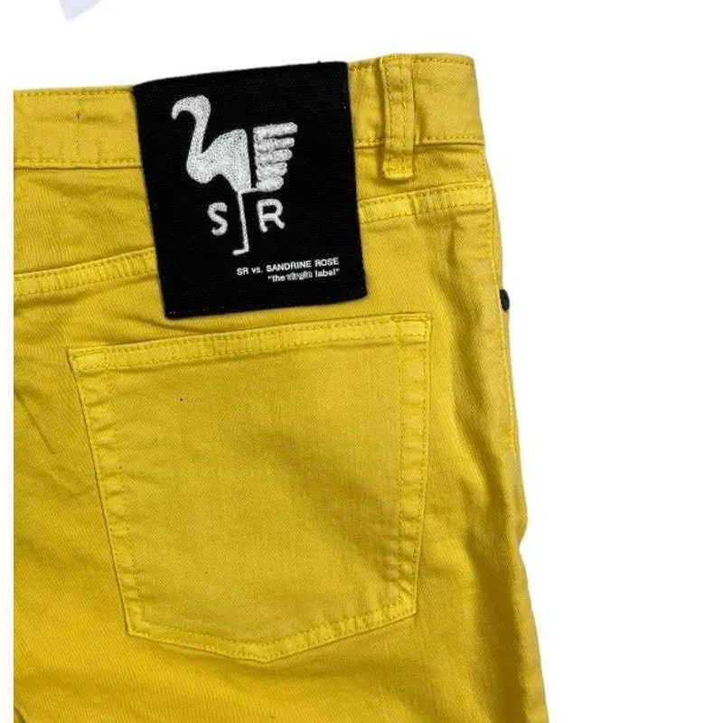 Free People Straight Button Fly Jeans Size 29 Yellow New