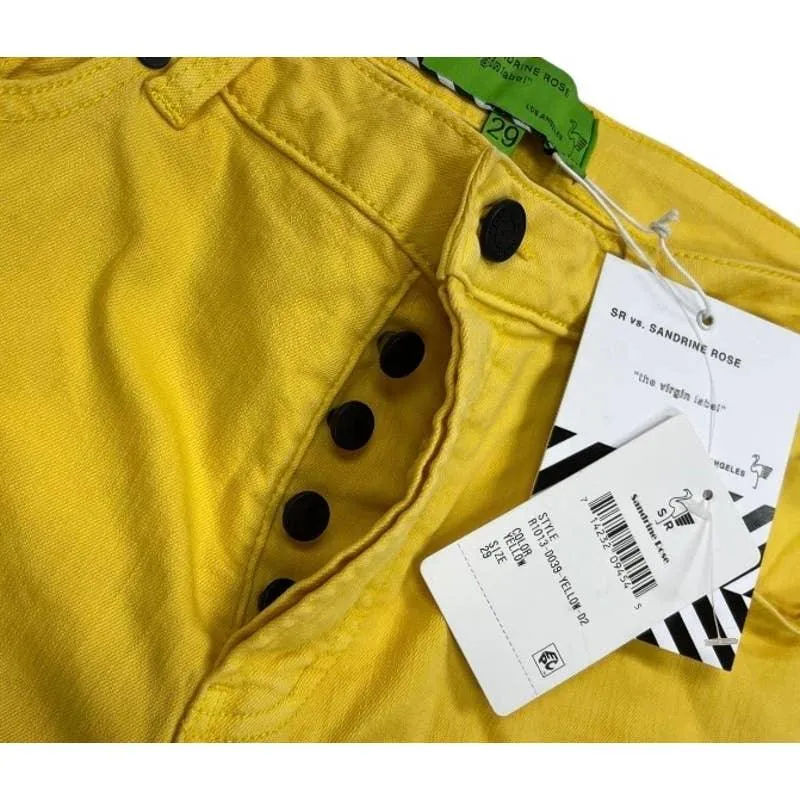 Free People Straight Button Fly Jeans Size 29 Yellow New