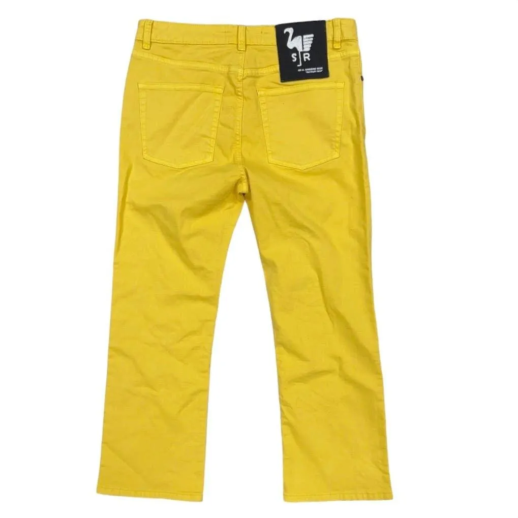 Free People Straight Button Fly Jeans Size 29 Yellow New