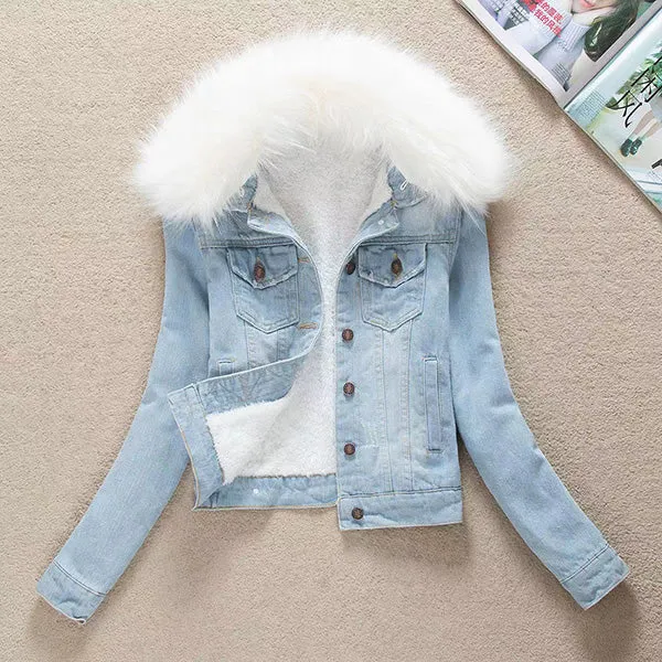 Freya/ Stylish Denim Jacket with Plush Lining