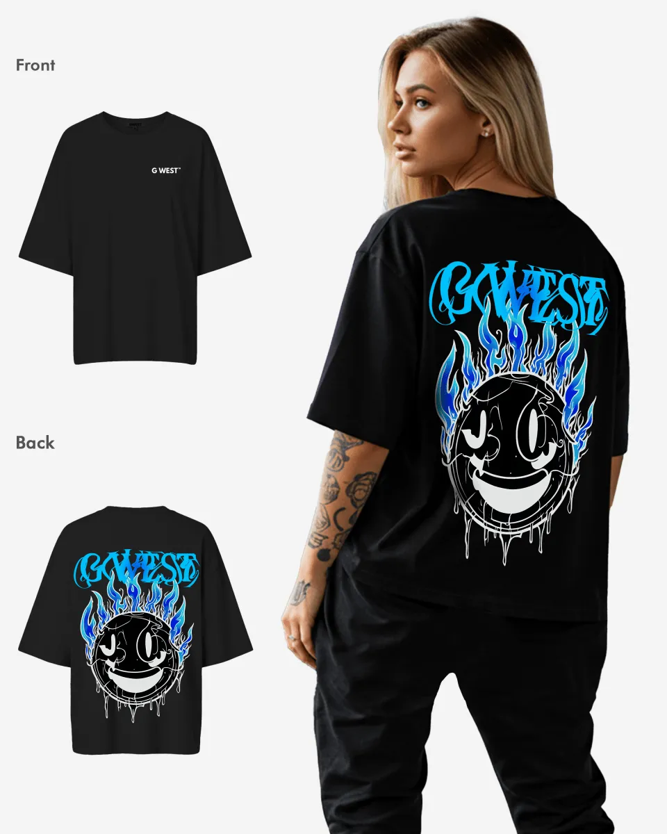 G West Oversized Aqua Smile Tee - WOMEN