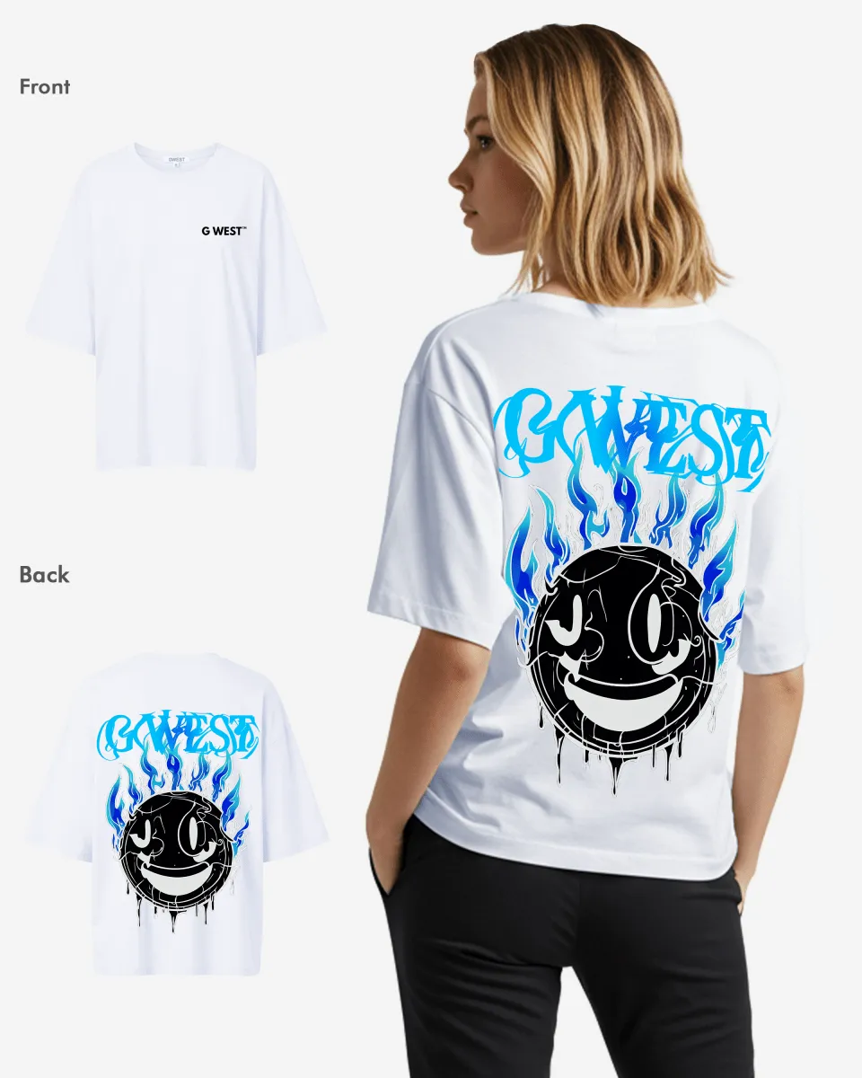 G West Oversized Aqua Smile Tee - WOMEN