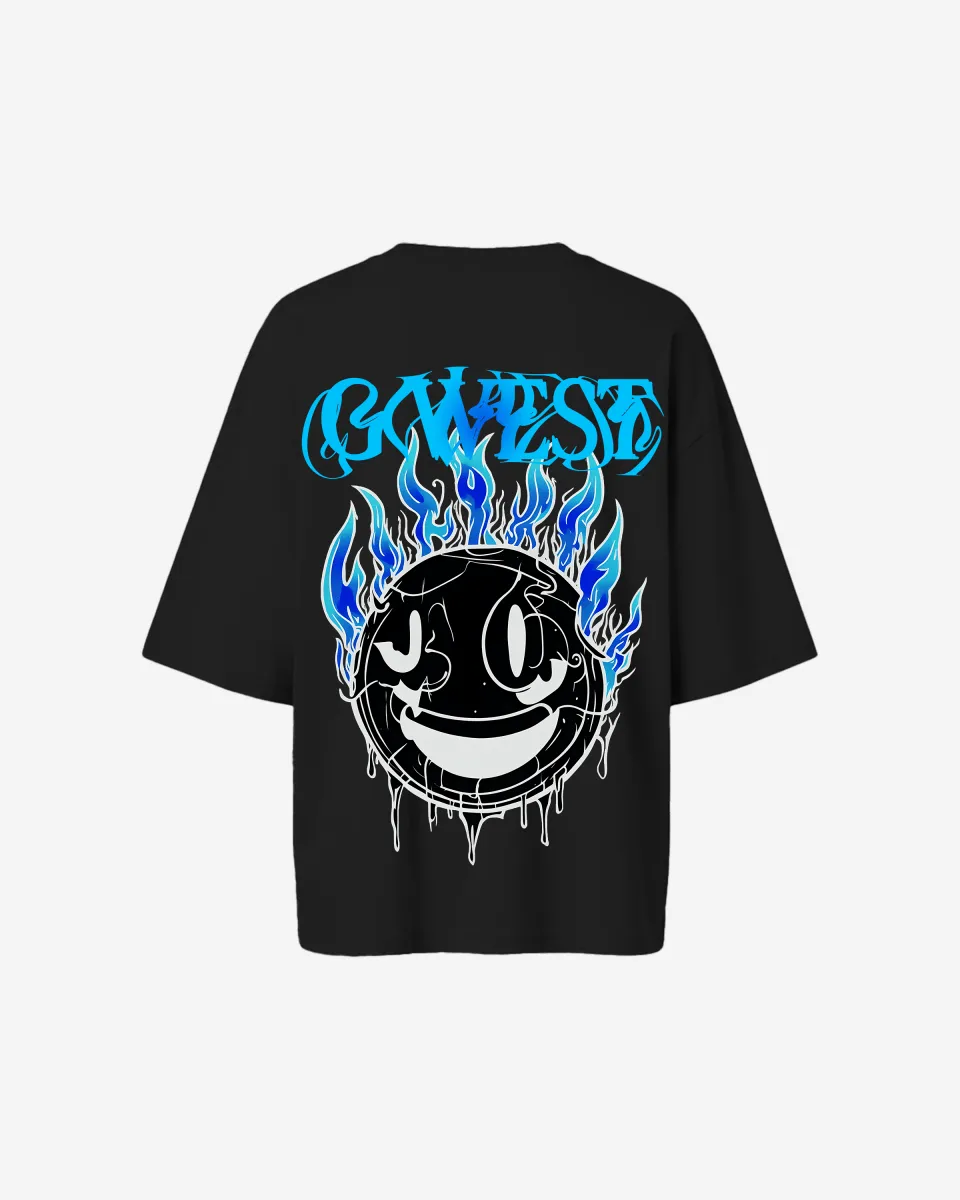 G West Oversized Aqua Smile Tee - WOMEN