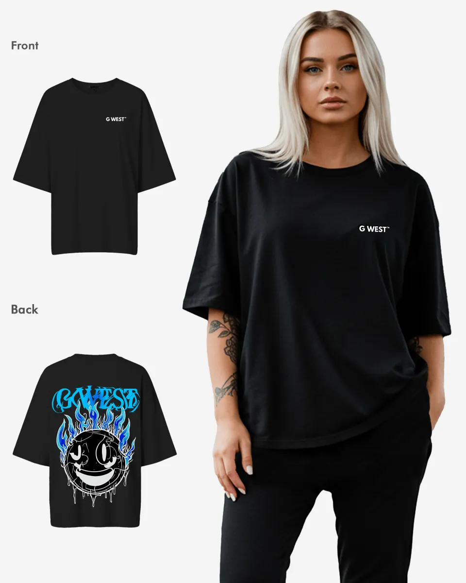 G West Oversized Aqua Smile Tee - WOMEN