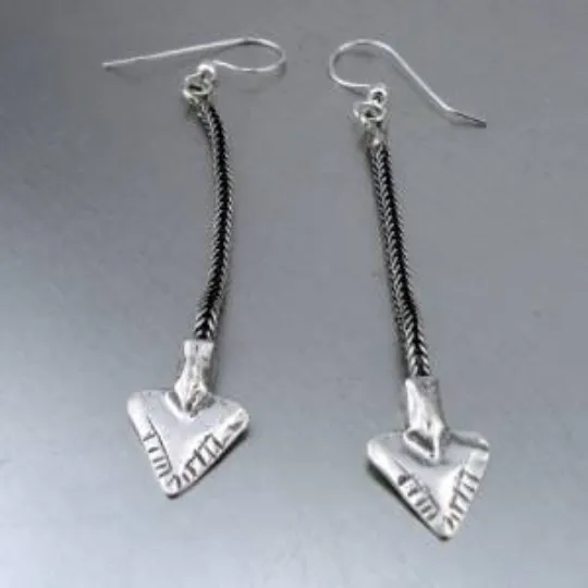 Hadar Jewelry Handmade Dangle Long 925 Sterling Silver Arrow Earrings (H)