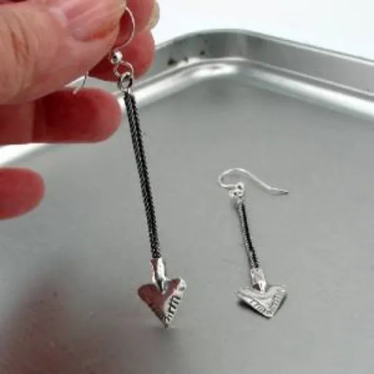 Hadar Jewelry Handmade Dangle Long 925 Sterling Silver Arrow Earrings (H)