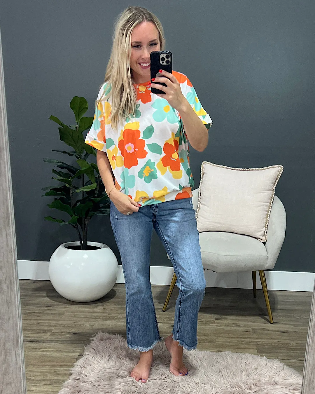 Julie Daisy Top - Coral & Mint