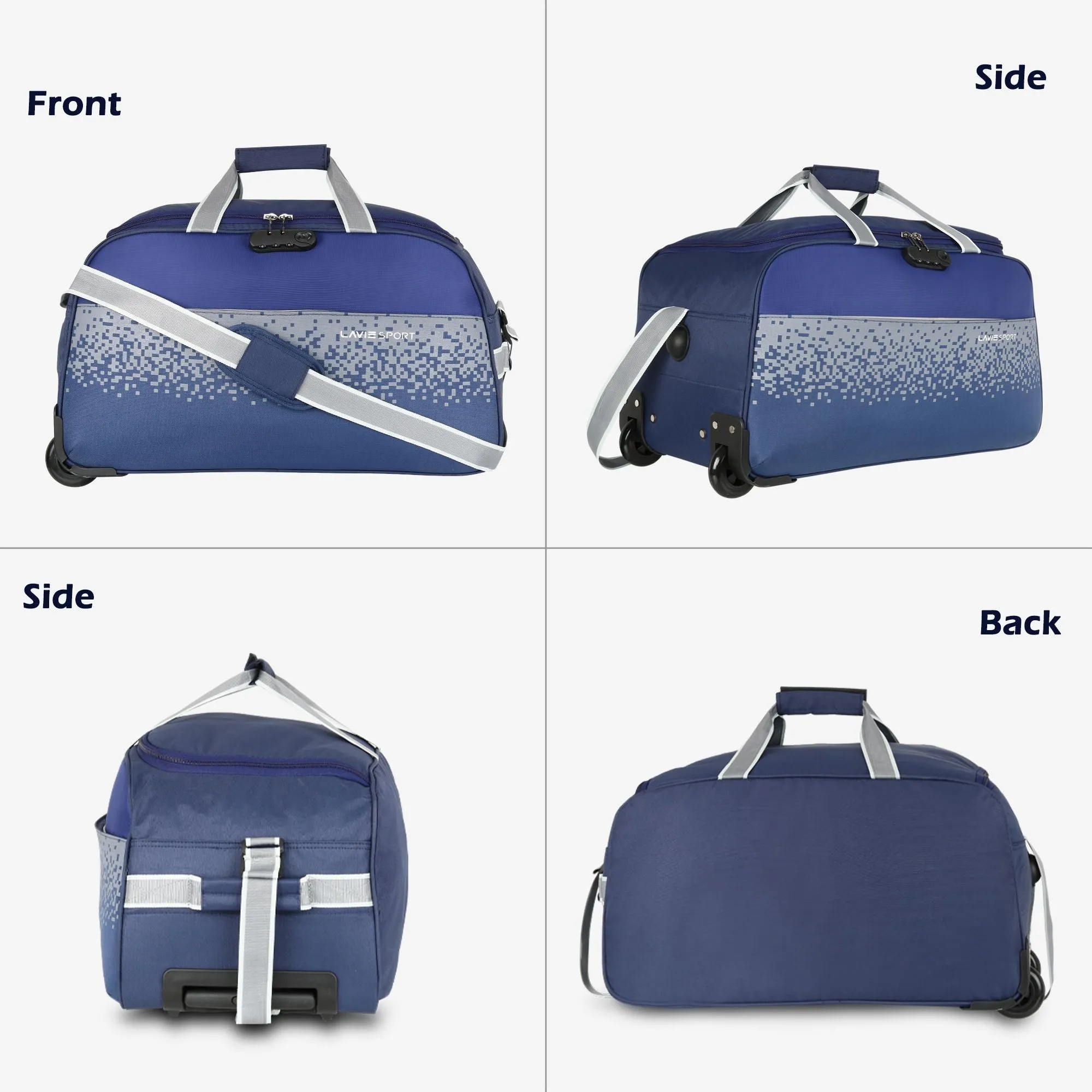 Lavie Sport Cabin Size 45 Litres Pixel Wheel Duffle Bag| | 2 Wheel Duffle Bag Navy