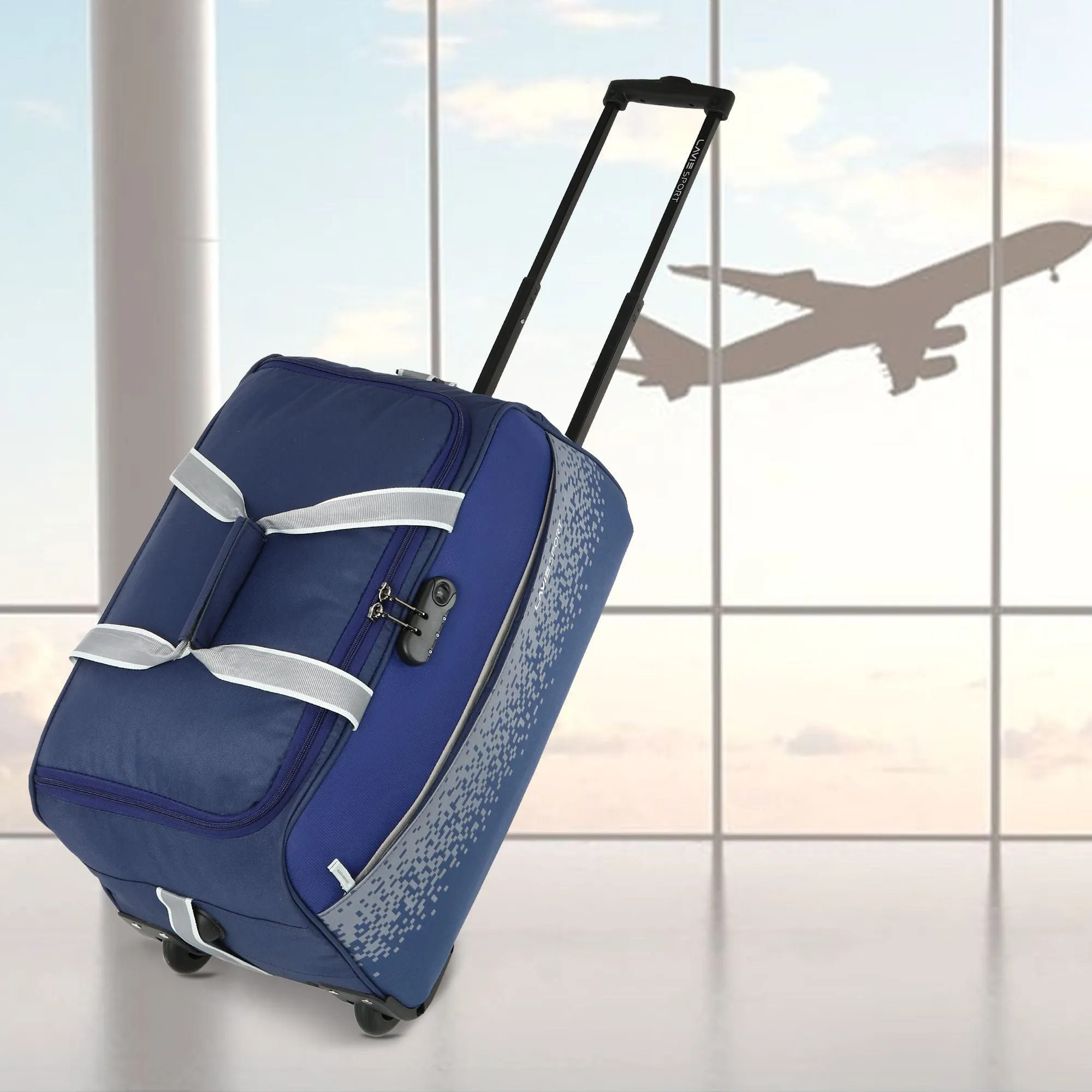 Lavie Sport Cabin Size 56 Litre Pixel Wheel Duffle Bag| | 2 Wheel Duffle Bag Navy