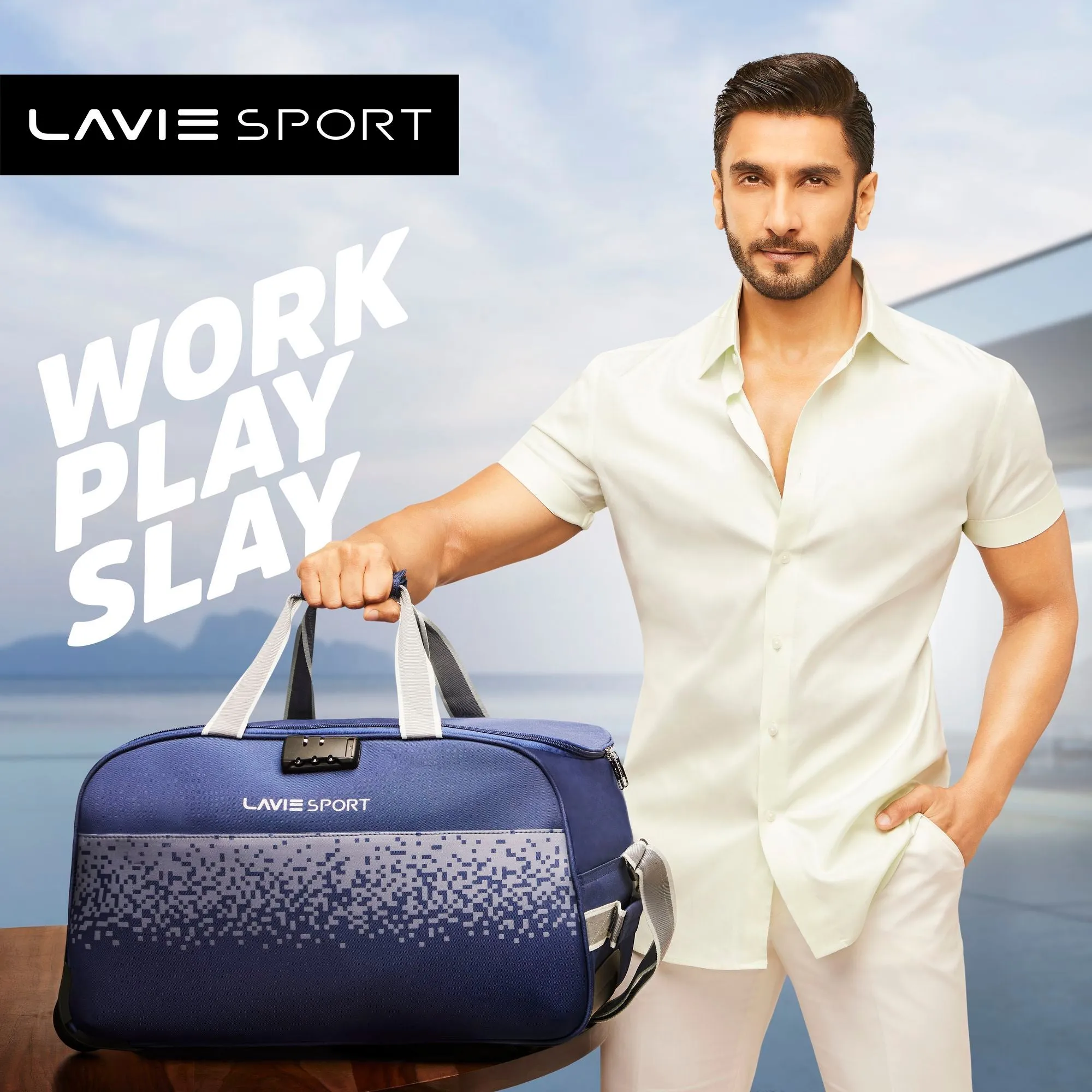 Lavie Sport Cabin Size 56 Litre Pixel Wheel Duffle Bag| | 2 Wheel Duffle Bag Navy