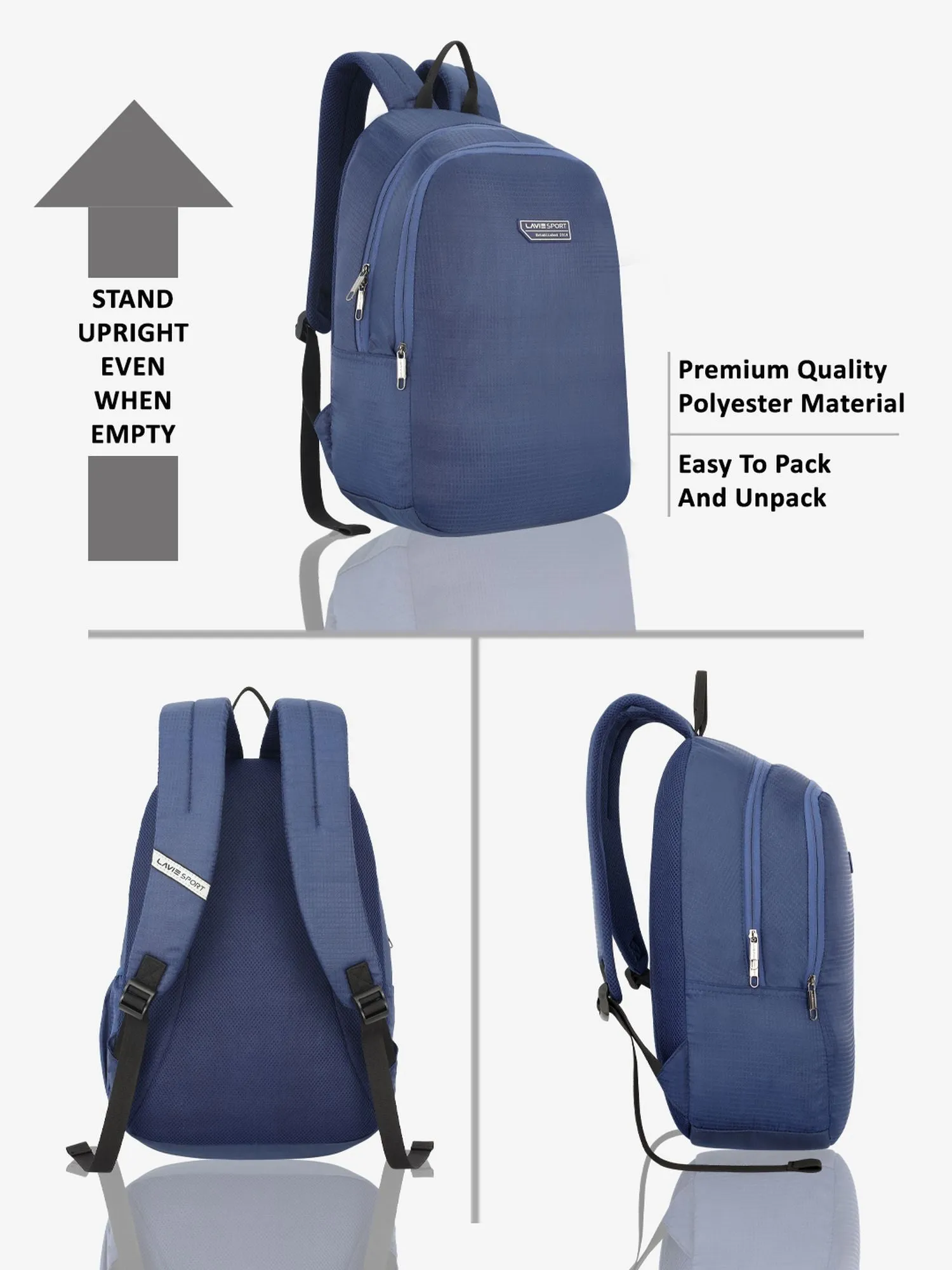 Lavie Sport Eazy 23L Laptop Backpack For Men & Women|Boys & Girls Navy