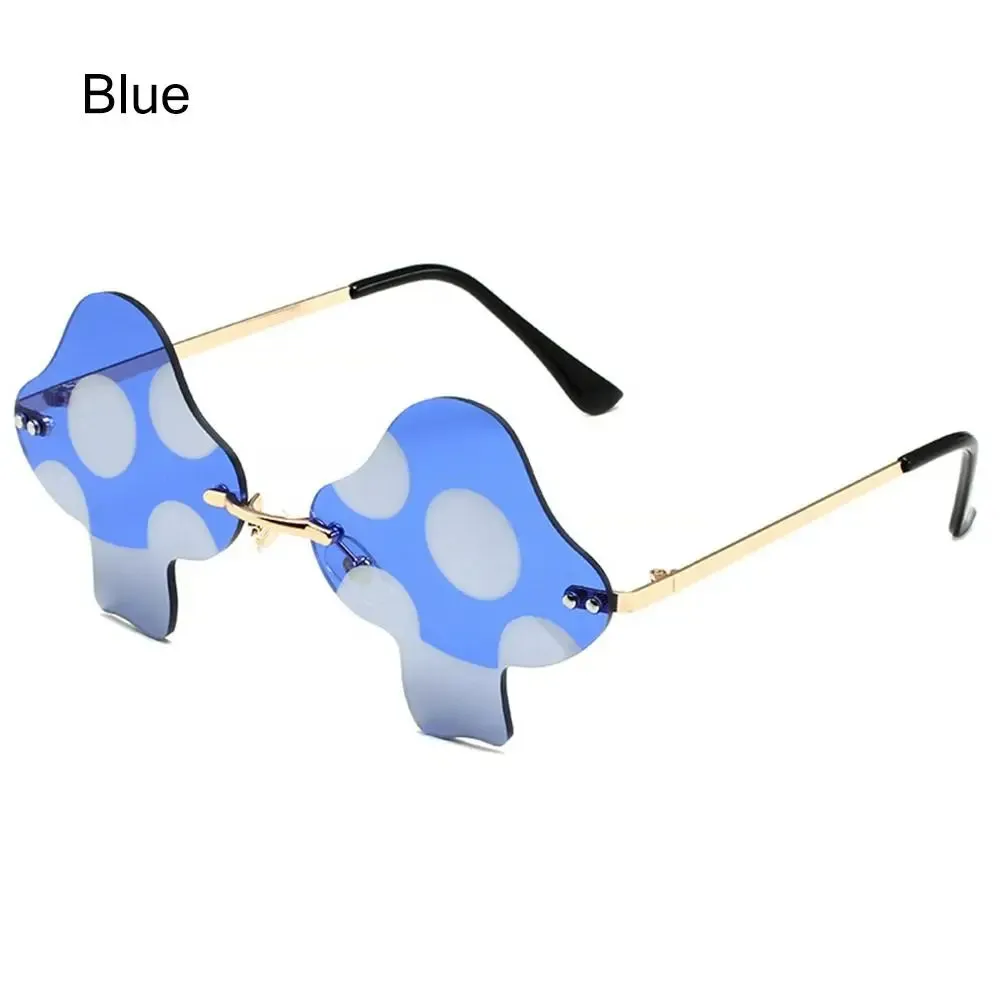 Mushroom Shape Sunglasses Irregular Rimless Sun Glasses Retro Trendy Fun Sunglasses for Women Men Decorations Party Sunglasses