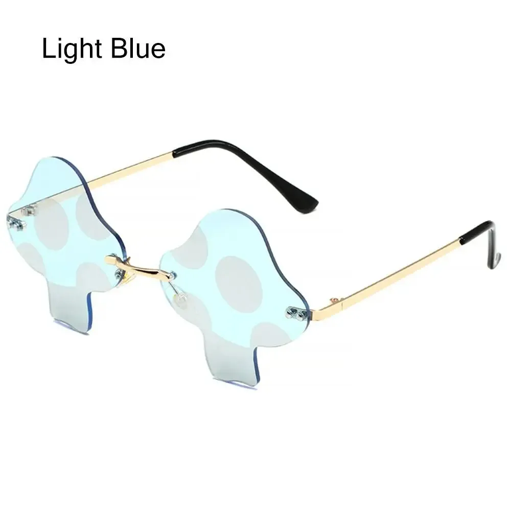 Mushroom Shape Sunglasses Irregular Rimless Sun Glasses Retro Trendy Fun Sunglasses for Women Men Decorations Party Sunglasses