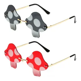 Mushroom Shape Sunglasses Irregular Rimless Sun Glasses Retro Trendy Fun Sunglasses for Women Men Decorations Party Sunglasses