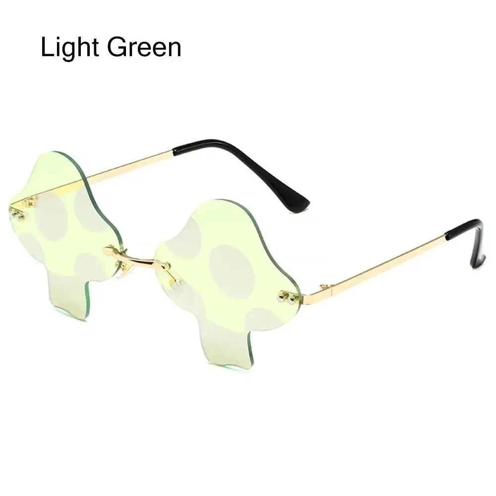 Mushroom Shape Sunglasses Irregular Rimless Sun Glasses Retro Trendy Fun Sunglasses for Women Men Decorations Party Sunglasses