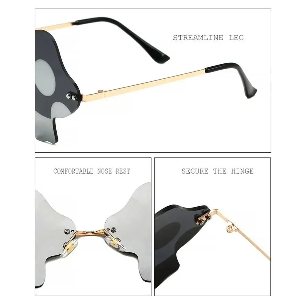 Mushroom Shape Sunglasses Irregular Rimless Sun Glasses Retro Trendy Fun Sunglasses for Women Men Decorations Party Sunglasses